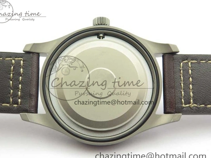 MIROTIME 0328 SmartChoice Mark XVIII IW327006 Titanium M+F 1:1 Best Edition Black Dial on Brown Leather Strap A 7145